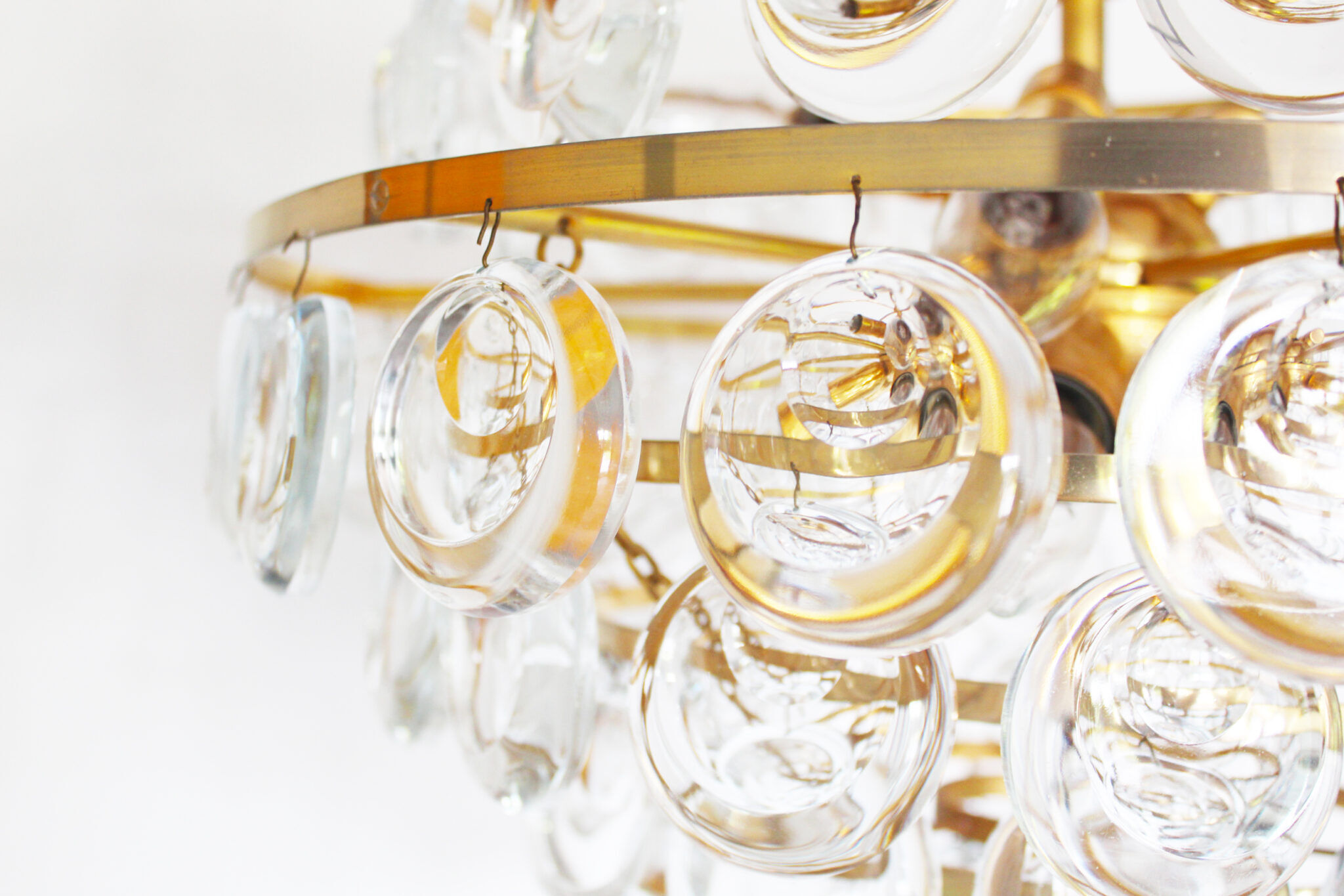 Stunning Crystal Glass and brass Chandelier by Palwa