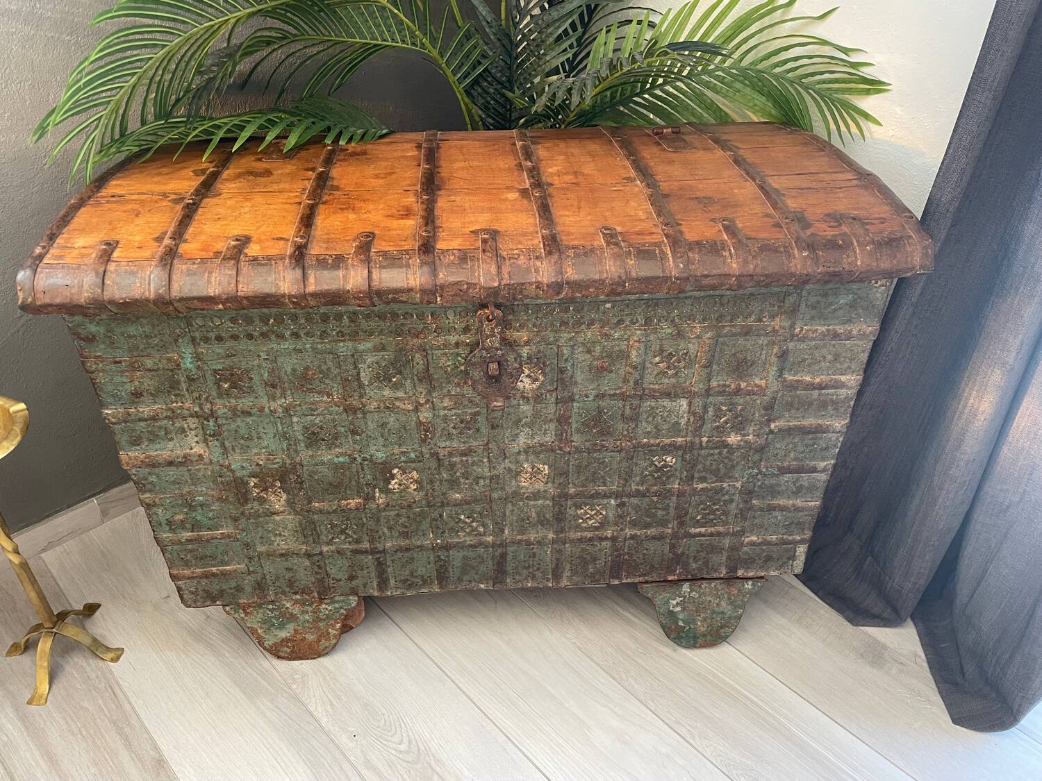 Chest with Indian wooden wheels