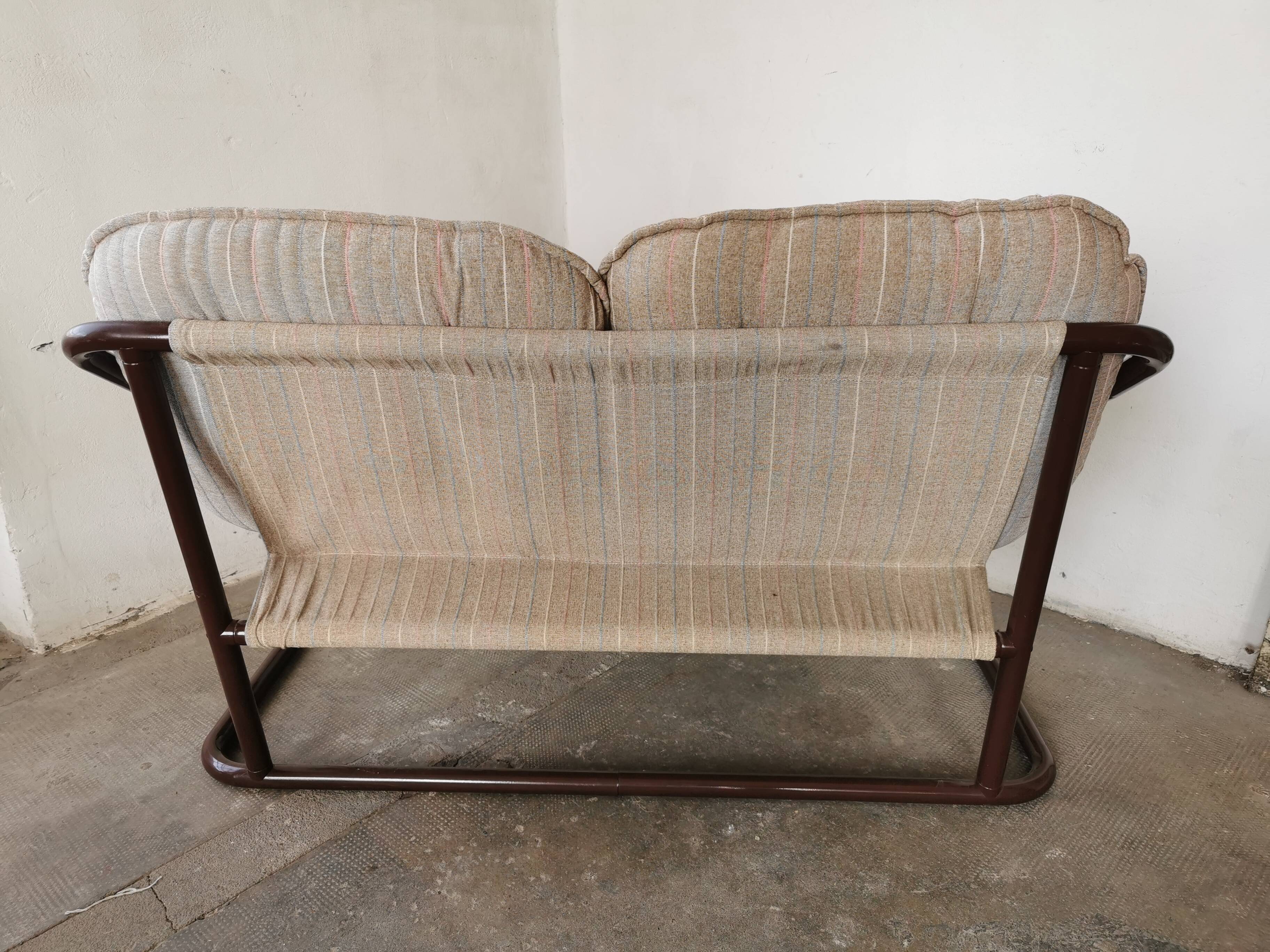 Tubular metal bench from the 80s