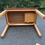 Scandinavian table with drawer in oak wood