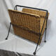 Vintage magazine rack in metal and wicker
