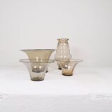 Art Deco Ensemble / Swedish Grace of 4 Glass Containers by Simon Gate Orrefors Sweden 1920s