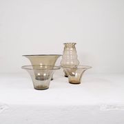Art Deco Ensemble / Swedish Grace of 4 Glass Containers by Simon Gate Orrefors Sweden 1920s