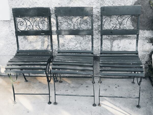 Salon de jardin 6 chaises dit de Vichy ? Art nouveau 1880 ?
