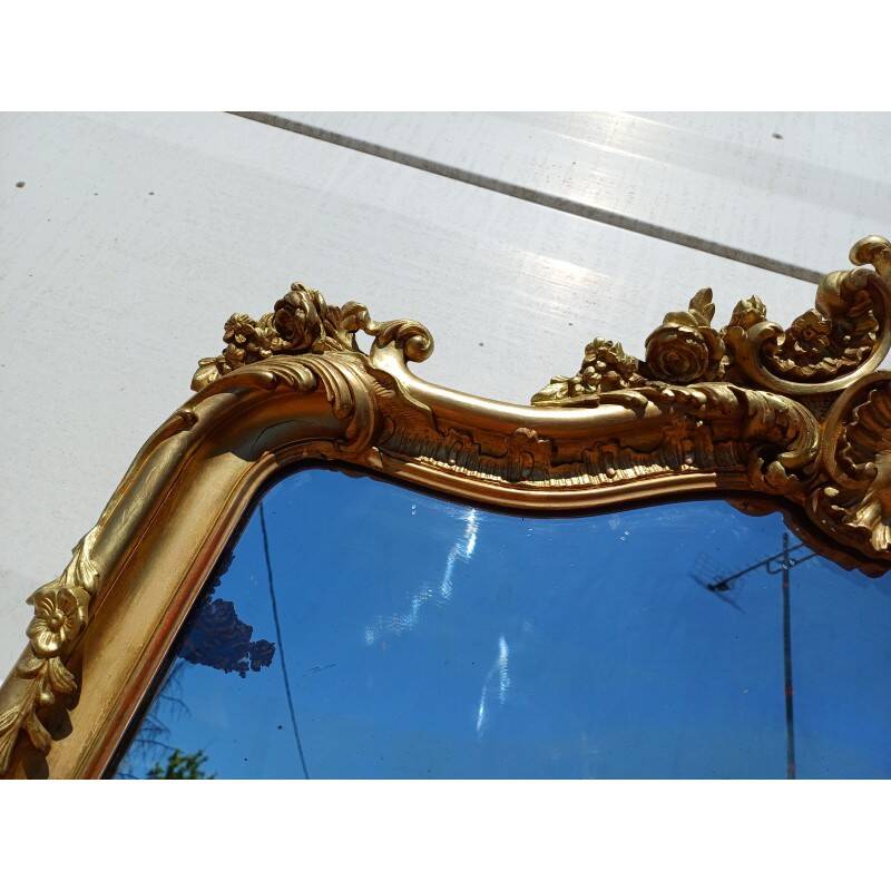 Miroir de cheminée 19ème bois et stuc doré