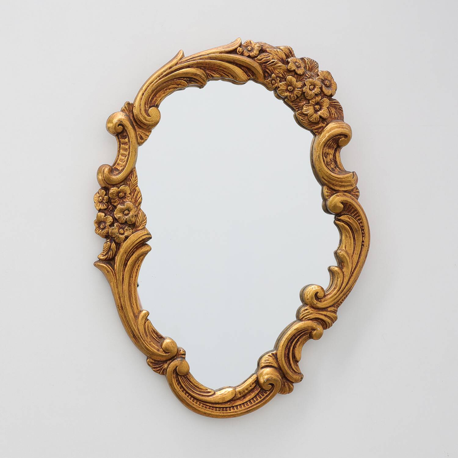 Rococo Style Gilt Mirror with Floral Garlands, Italy, 20th Century