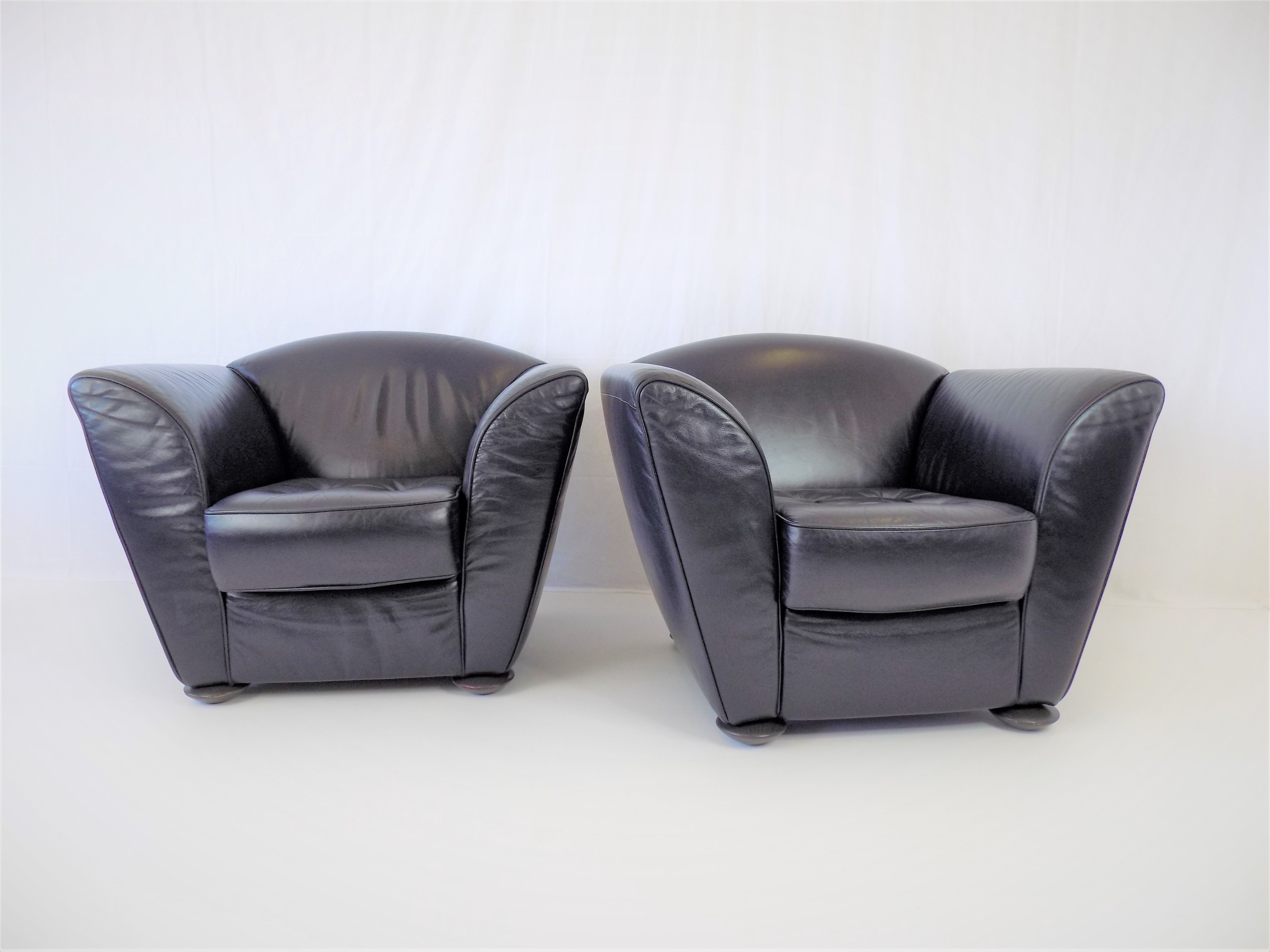 Cor zelda set of 2 leather armchairs by peter maly