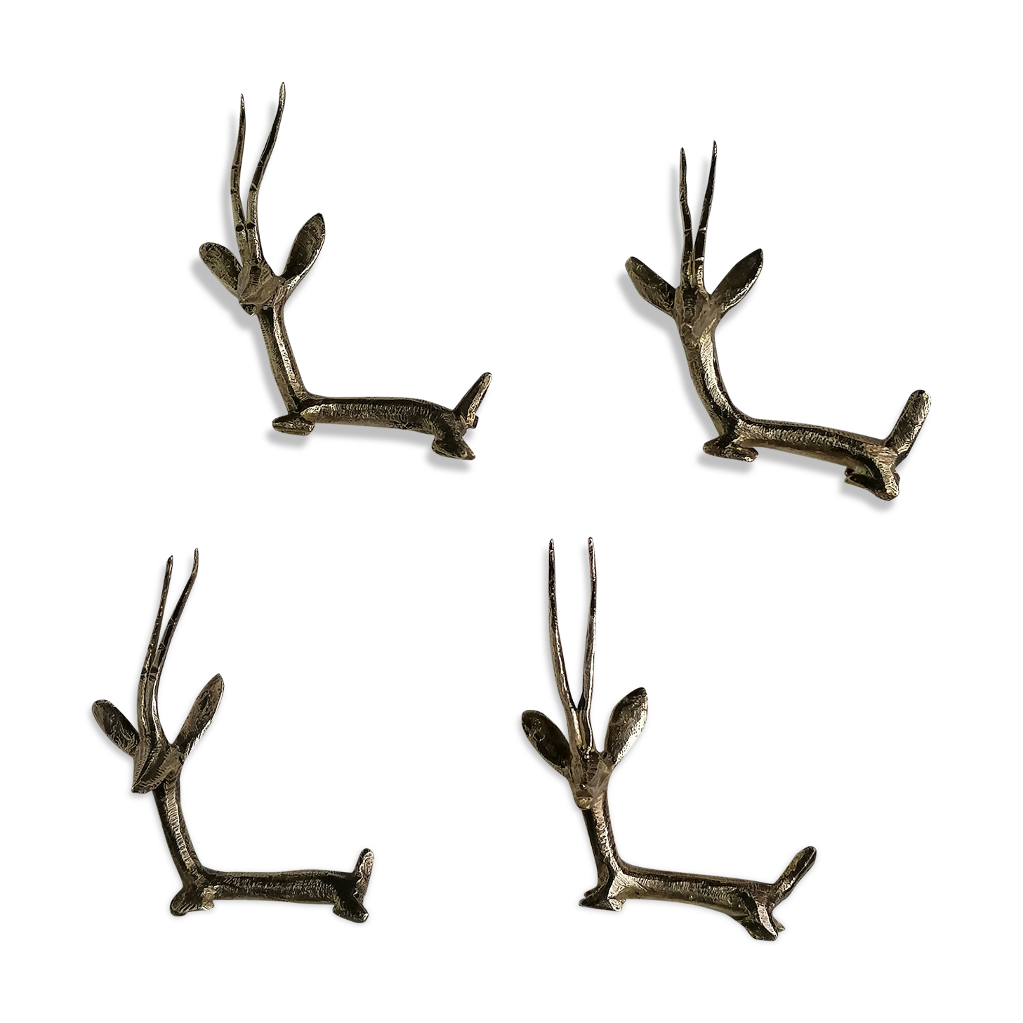 4 brass gazelle animal knife holders