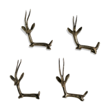 4 brass gazelle animal knife holders
