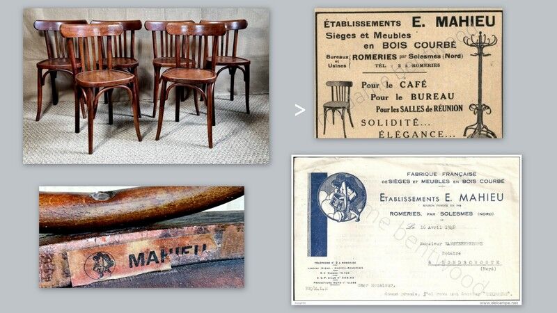 Set 6 chaises bistrot Mahieu années 30/40