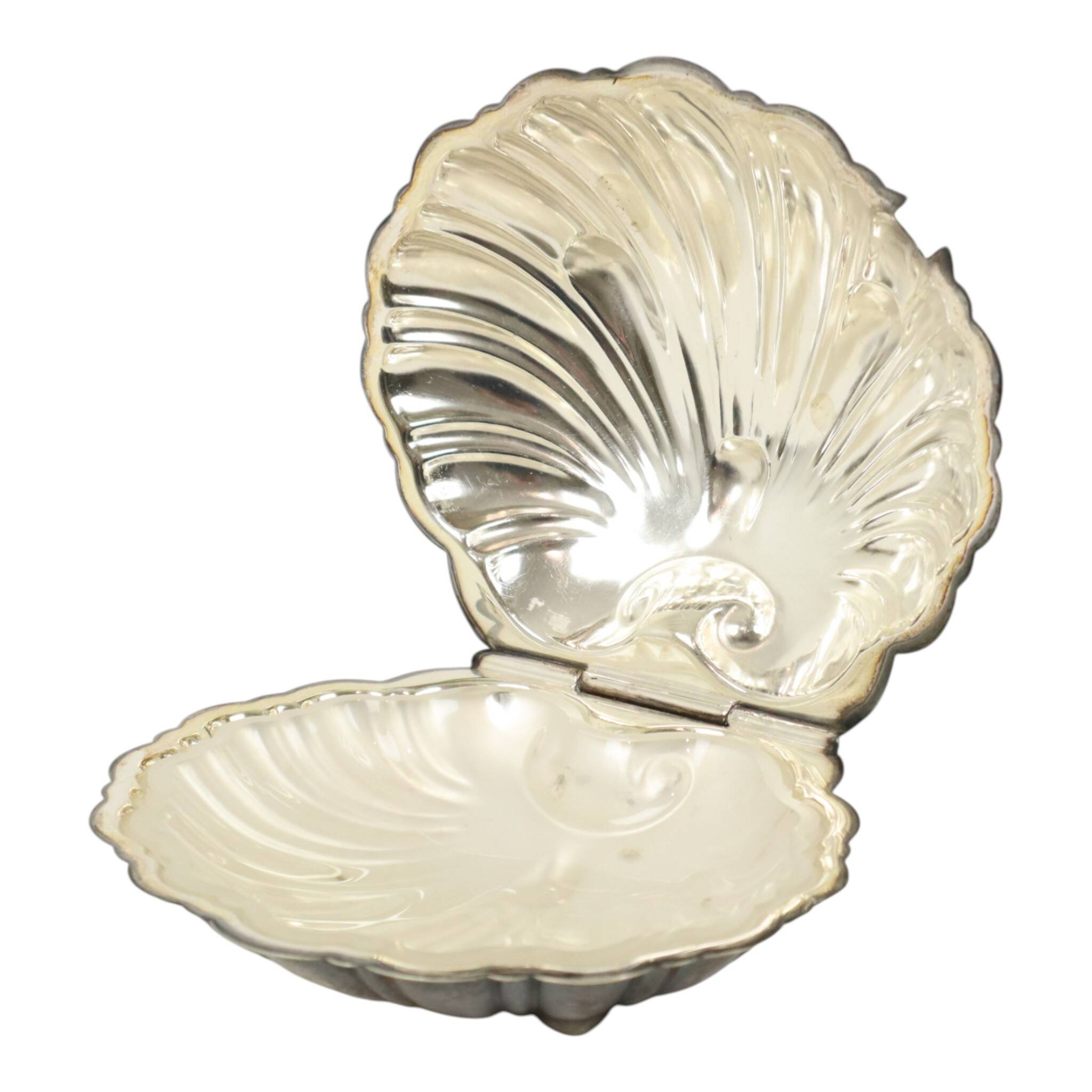 Silver-Plated Shell Butter Dish Caviar Holder Made in England