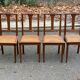4 Art Deco solid oak cane chairs, circa 1950, with round legs
