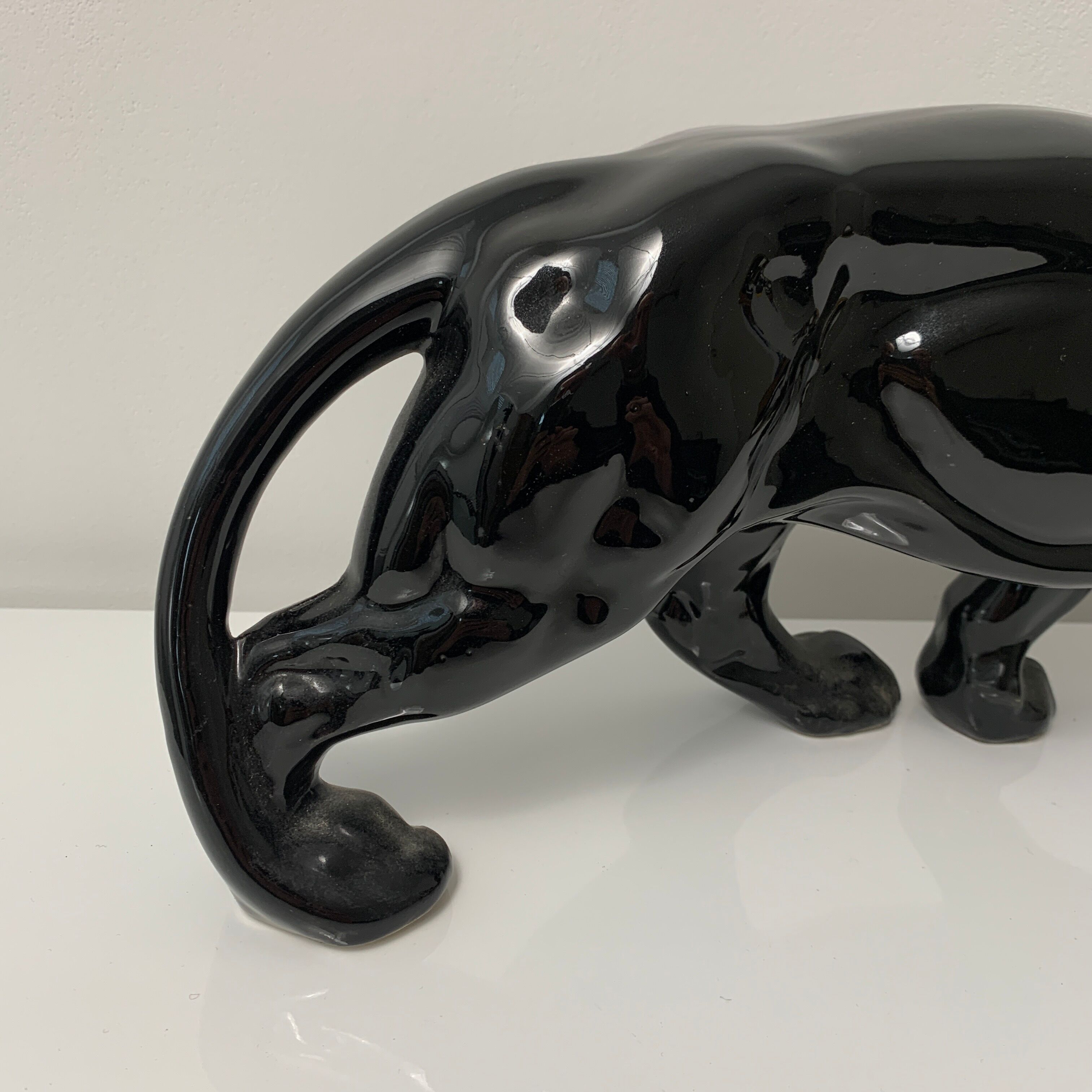 Black ceramic tiger art deco style