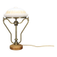 Lampe de table en laiton, bois et verre, restaurée, années 1930