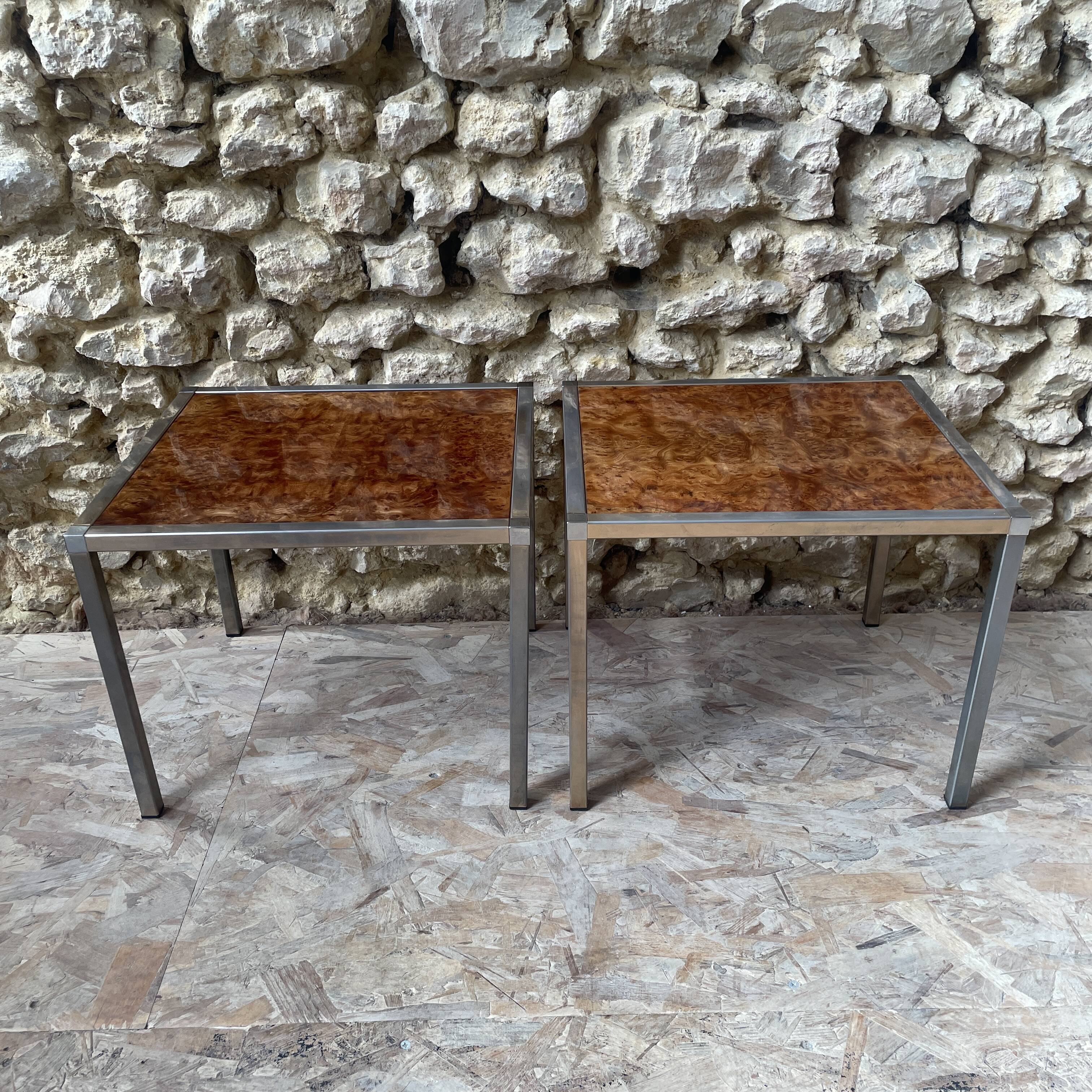 Burr walnut side table - 90s