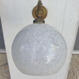 Brass wall lamp and cloudy glass Clichy art deco
