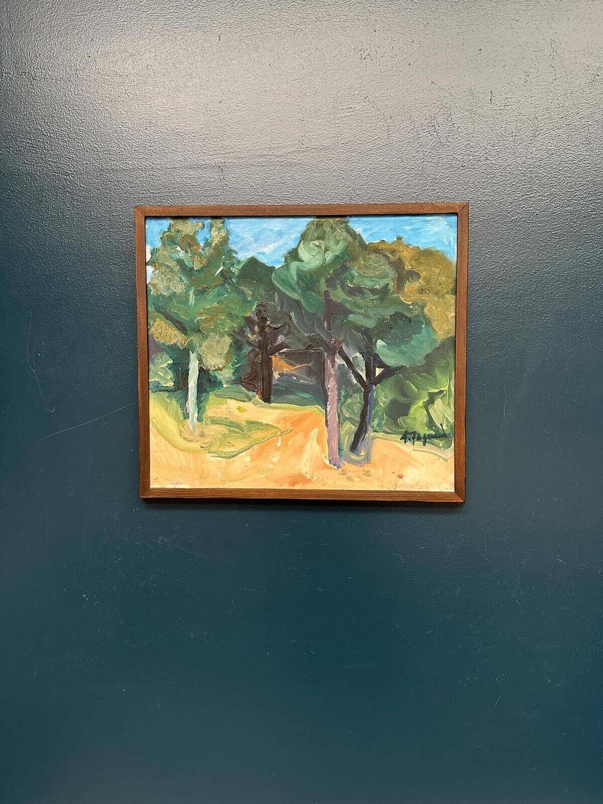 Original Swedish Oil On Canvas – “Gläntan” By Asta Fagerlund – Dated 1987 – Vintage & Framed – 48.5 × 43.5 Cm (19.1" × 17.1")
