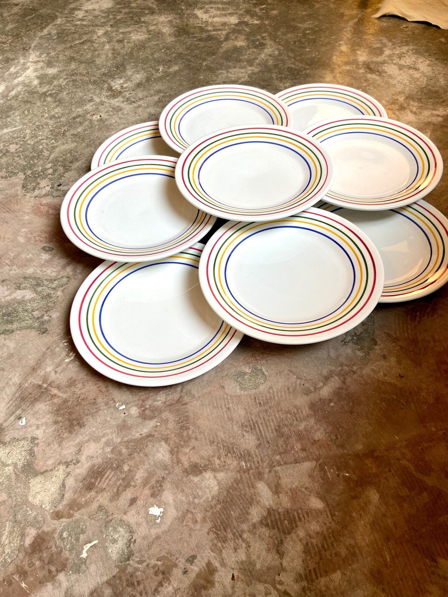9 flat plates San Marciano Ceramiche in enamelled Italian earthenware