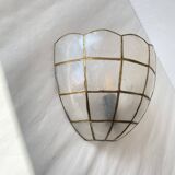 Paire d'appliques en nacre et laiton 1950 luminaire ancien décoration