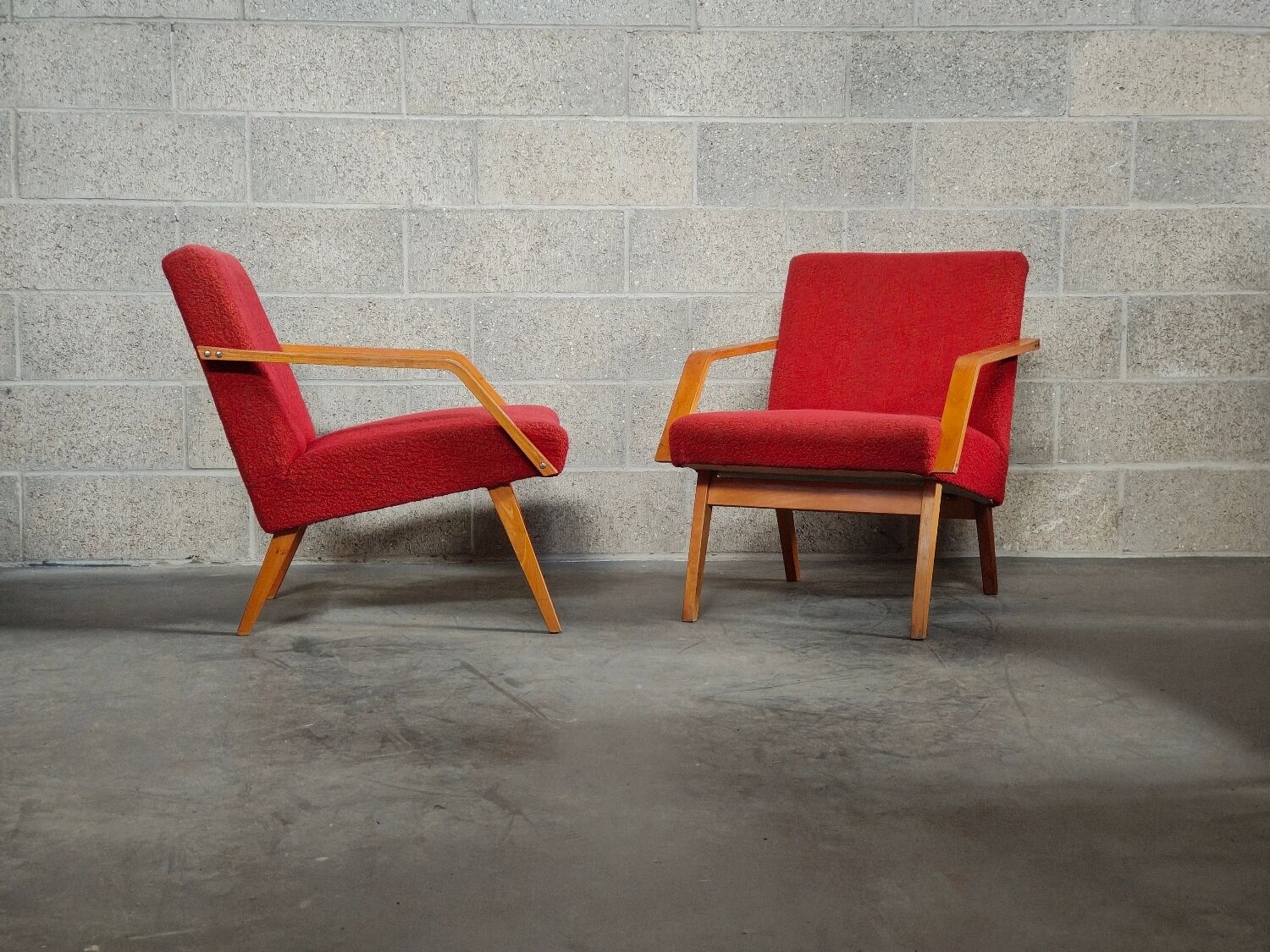 Pair of armchairs red Mier Topolcany 1960
