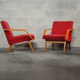 Pair of armchairs red Mier Topolcany 1960