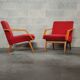 Pair of armchairs red Mier Topolcany 1960