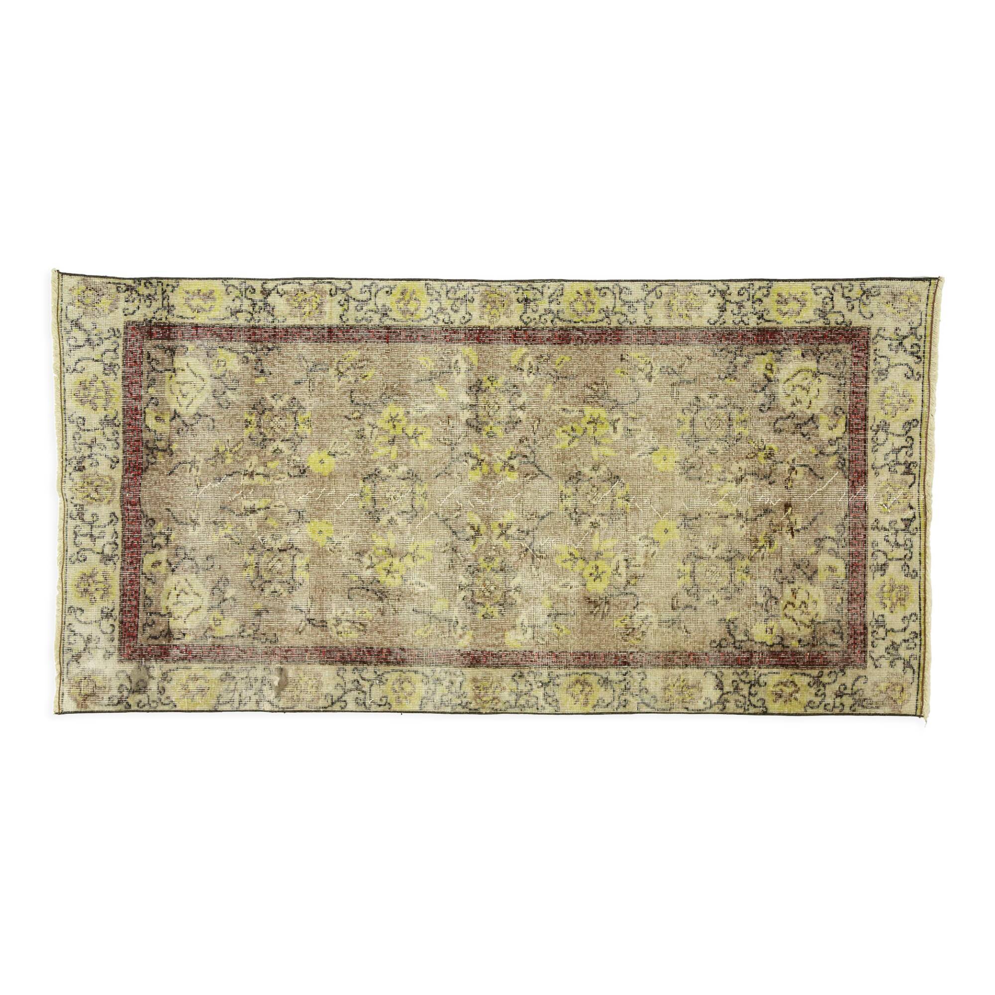 Anatolian handmade vintage rug 213 cm x 107 cm