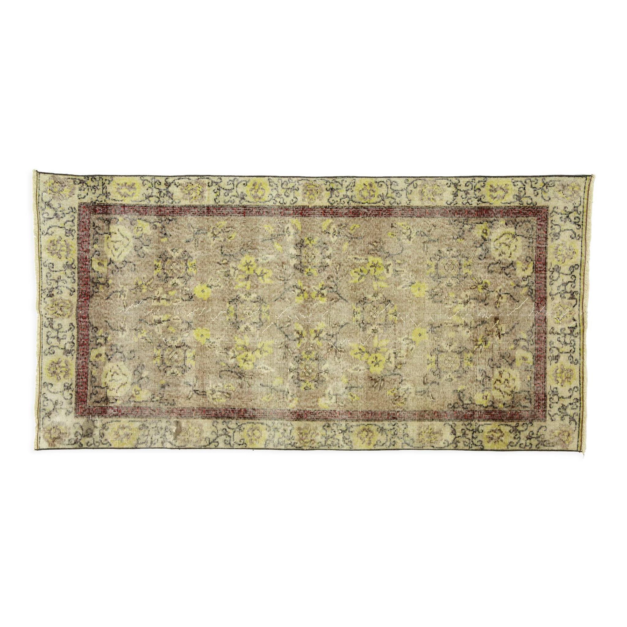 Anatolian handmade vintage rug 213 cm x 107 cm