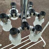 Vintage ceiling lamp in chrome plated and glass cut from targetti 1970 - 6 lamps