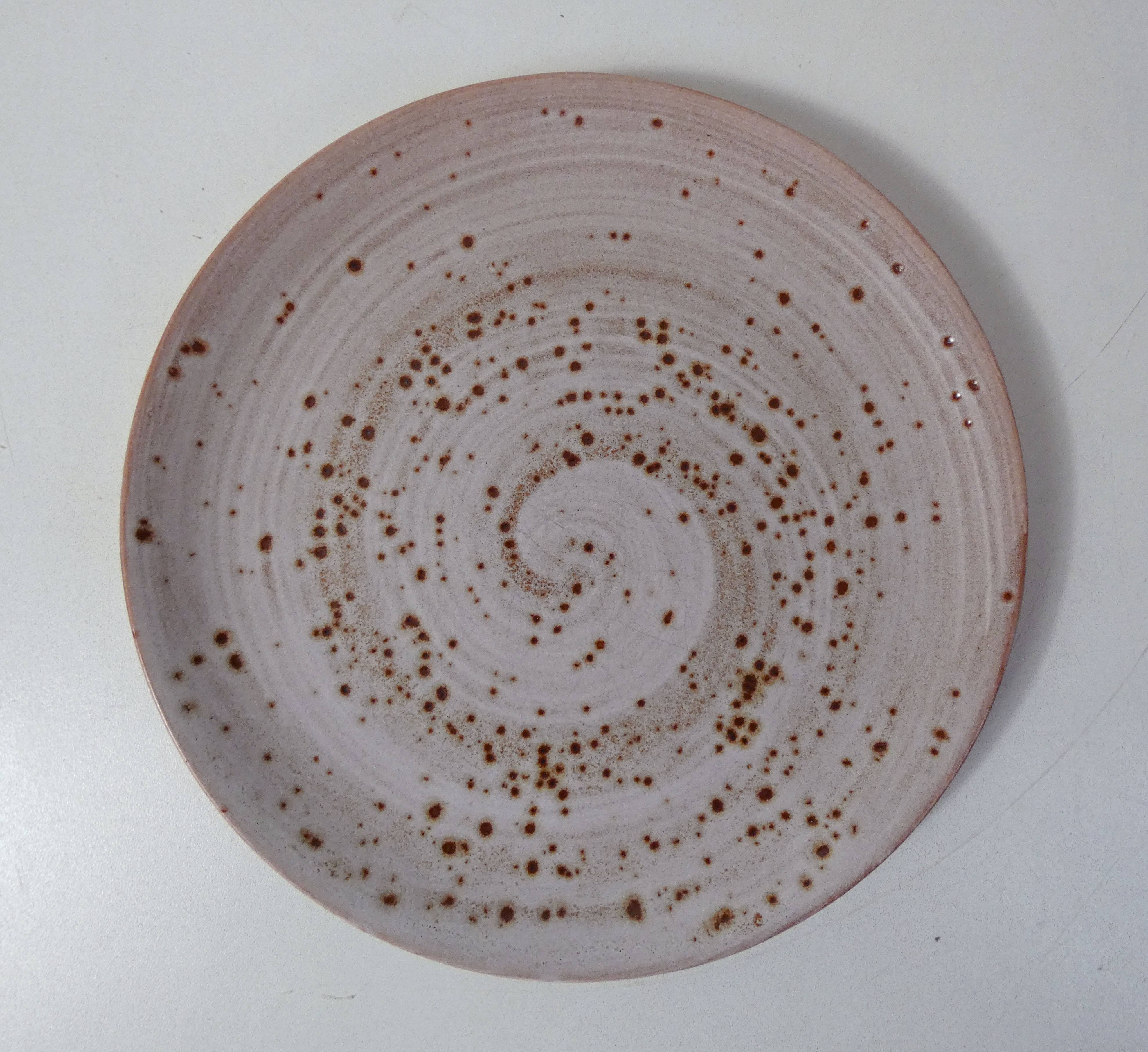 6 signed stoneware dinner plates