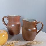 Duo d'anciens pots à lait en grès de Bonny, 50 cl vintage France