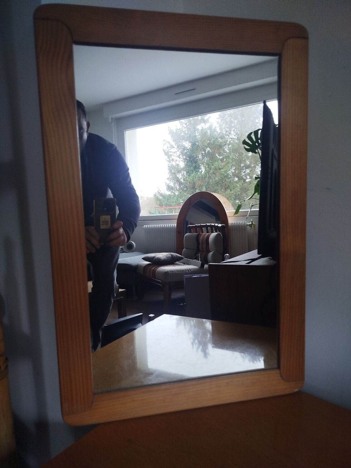 Miroir scandinave vintage en pin