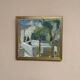 Mid-Century Oil on Canvas 'House with Two Trees' by Zage, Vintage & Framed