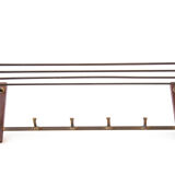 Vintage coat rack and umbrella holder, wood and brass