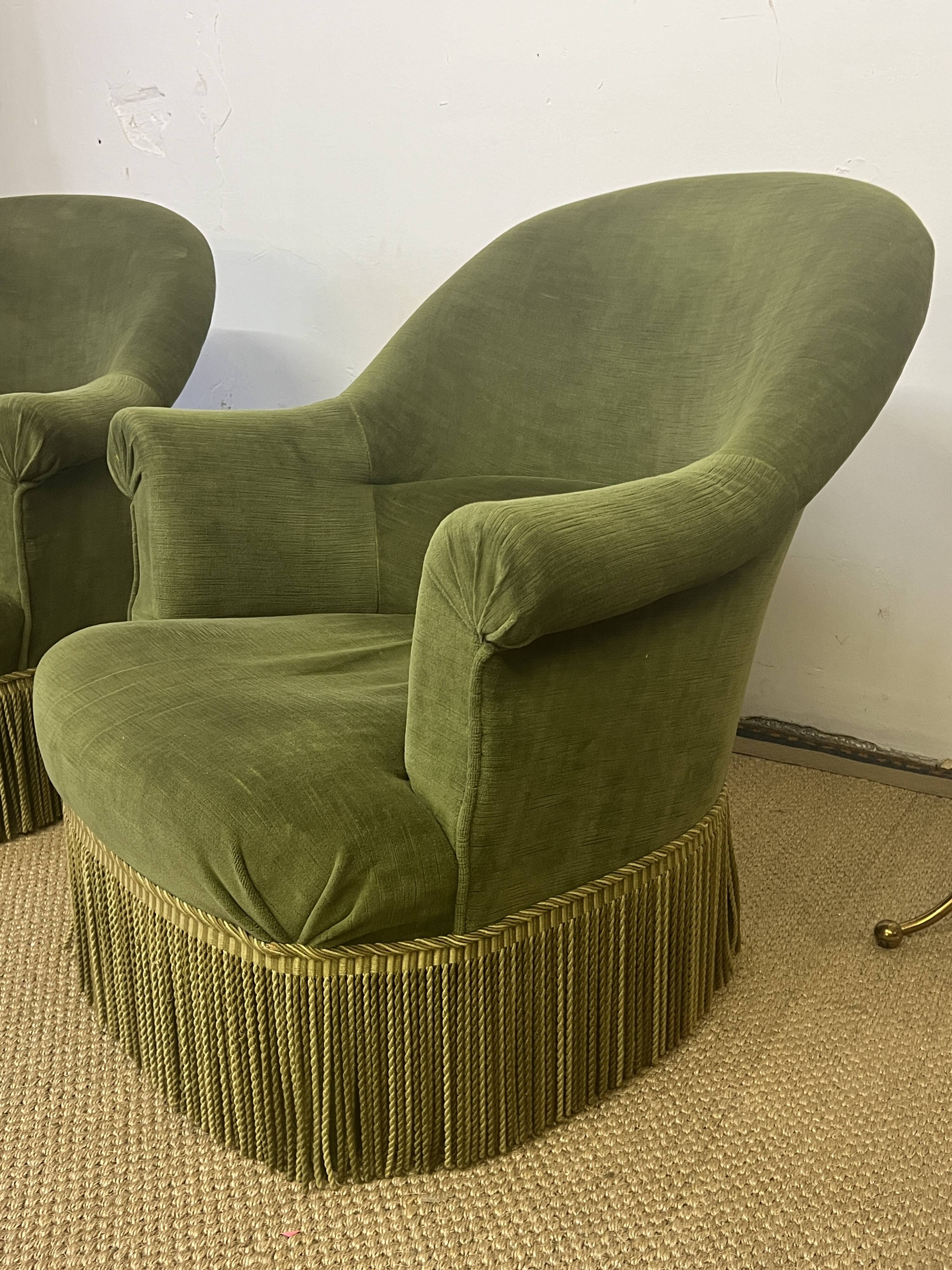 Pair of green toad armchairs