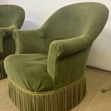 Pair of green toad armchairs