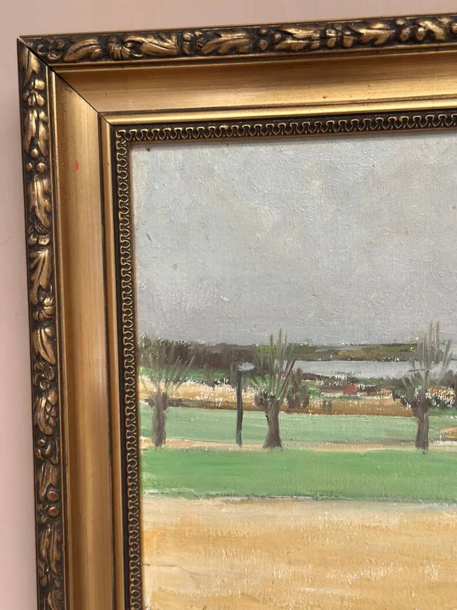 Original Swedish Oil on Panel – “Red Cottages” by Unknown Artist– Signed – Vintage & Framed – 48 × 40 cm (18.8" × 15.7")