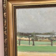 Original Swedish Oil on Panel – “Red Cottages” by Unknown Artist– Signed – Vintage & Framed – 48 × 40 cm (18.8" × 15.7")