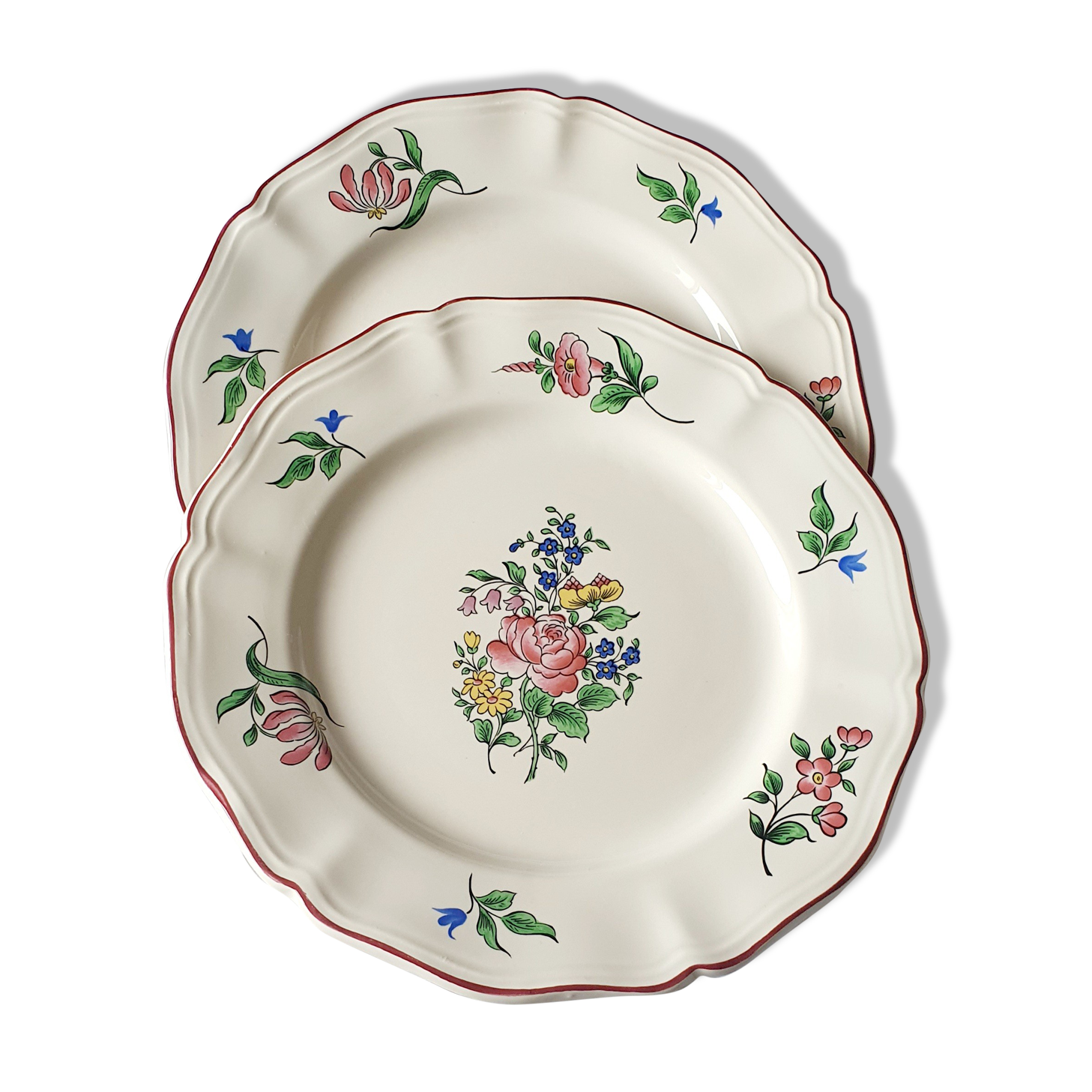 Ensemble de deux assiettes à dessert Lunéville décor Réverbère