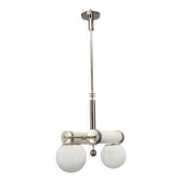 Exceptional Bauhaus Chrome Chandelier with Glass Shades, 1930s
