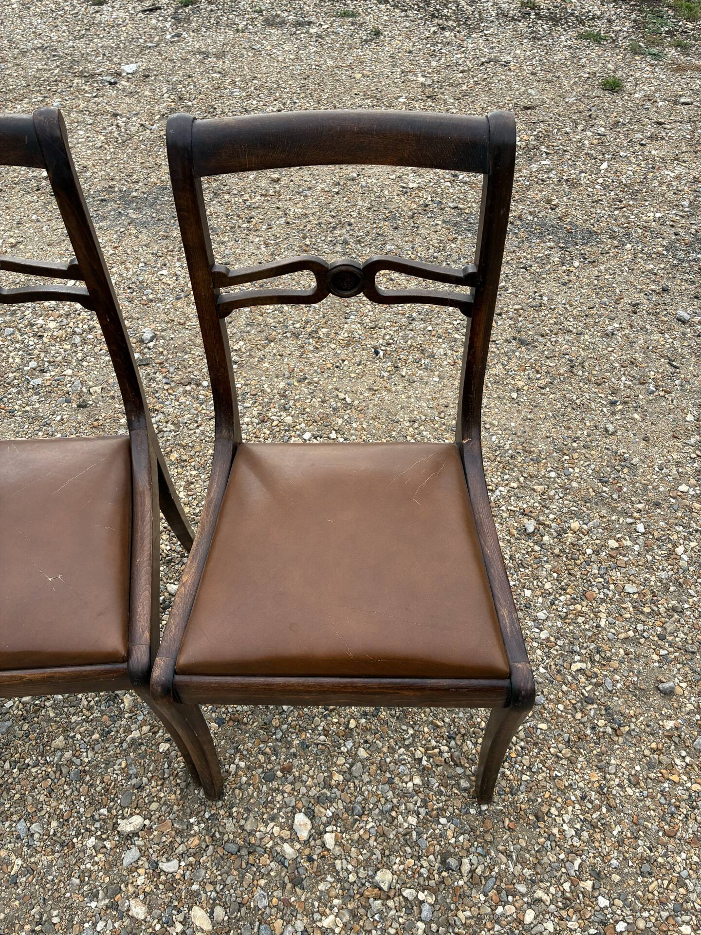 Set of 3 Regency faux leather chairs
