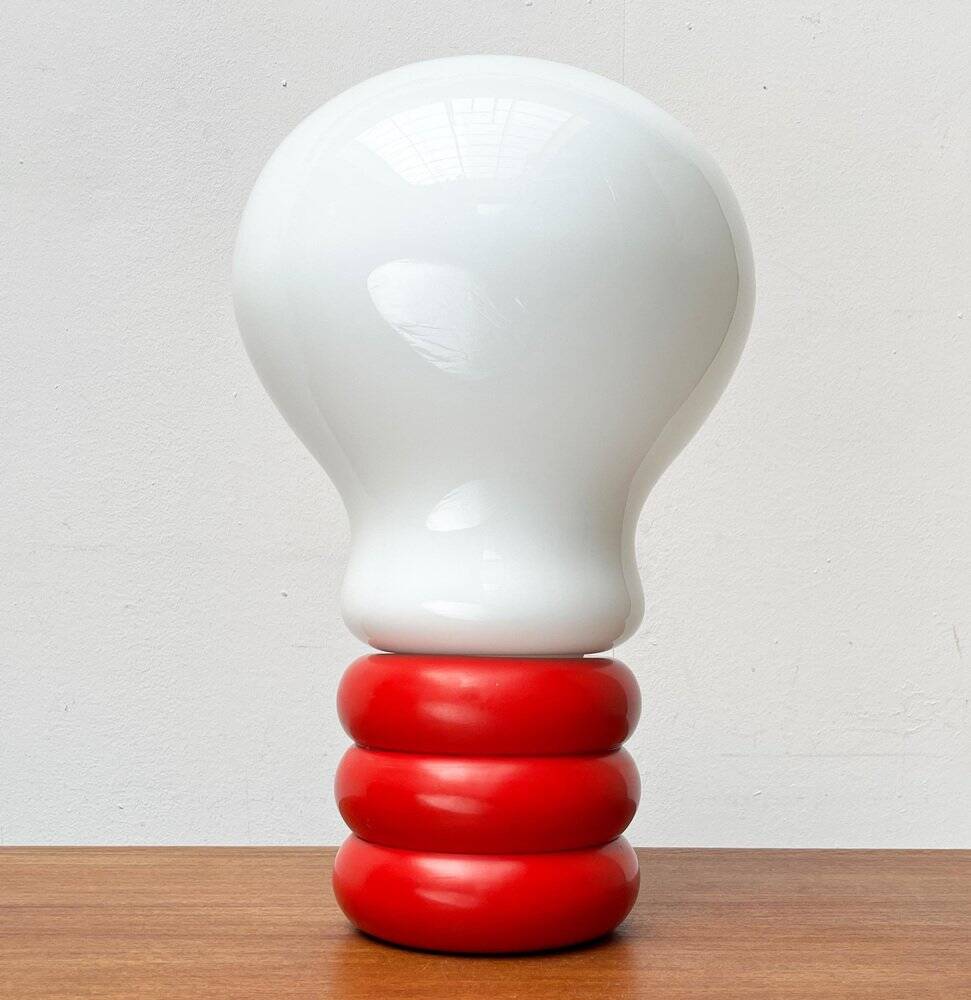 Giant table lamp or floor lamp in the shape of a light bulb from the mid-century German space age by Ingo Maurer for M Design, 1960s.