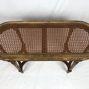 Banquette de piano de style Louis XVI bois doré foncé de canne