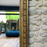 Antique Louis-Philippe fireplace mirror with pediment and pearls 157