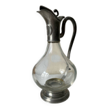 Pewter and glass carafe