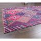 1970s Turkish Handmade Wool Diamond Pink Purpler Runner Rug 77x392