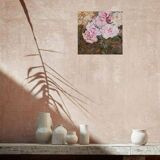 Peony bouquet painting signed and delivered with its certificate