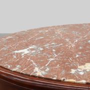 Table d'appoint ovale Art Déco en noyer avec plateau en marbre par De Coene, Belgique
