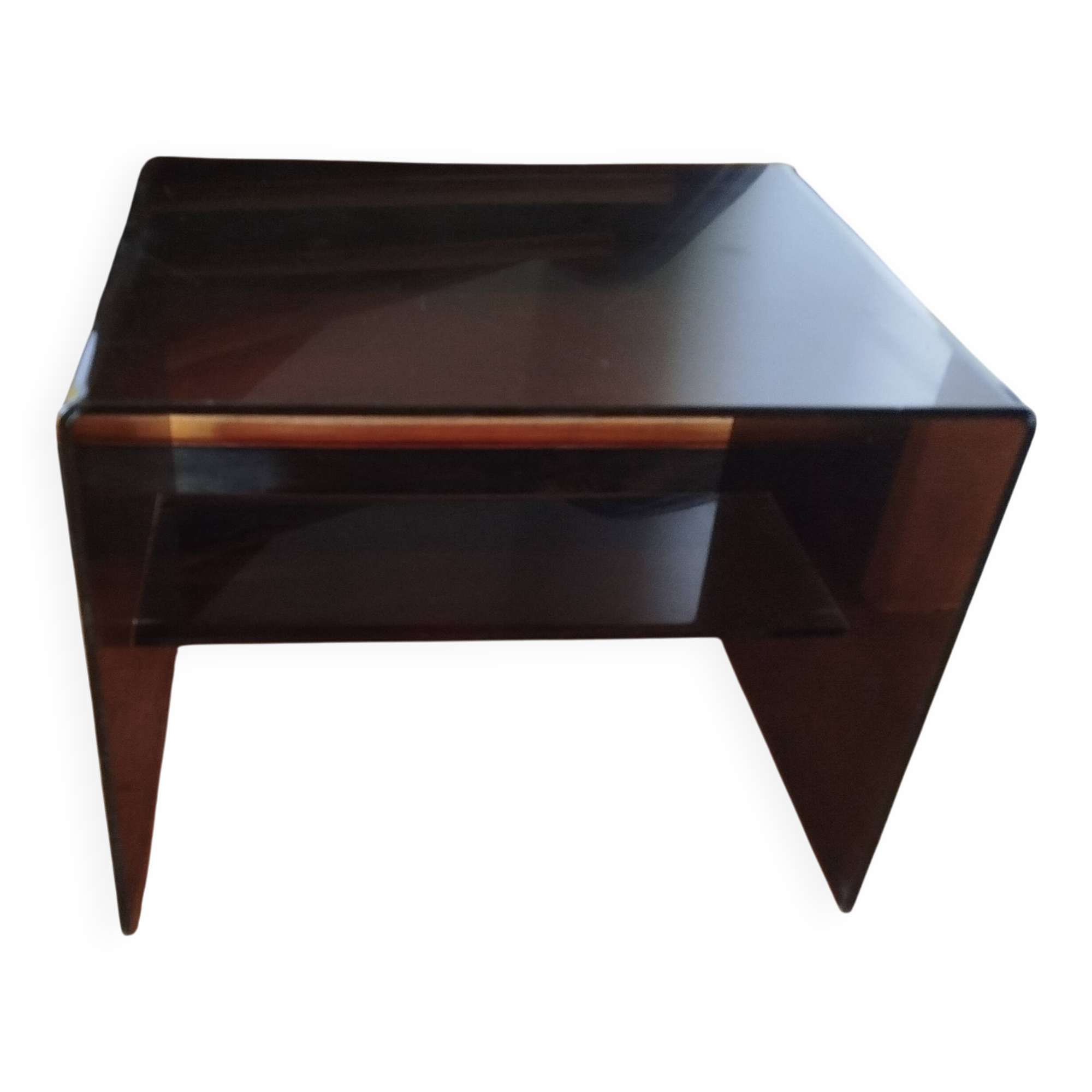 Coffee table / accent piece by Michel Dumas in smoked plexiglass – year