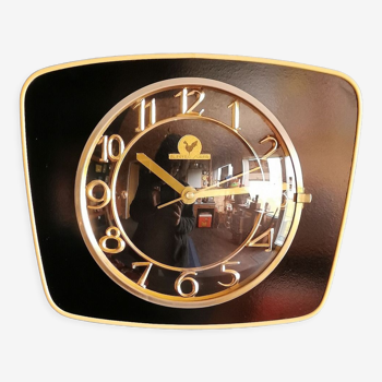 Horloge formica vintage pendule murale silencieuse trapèze "Electro super noir"